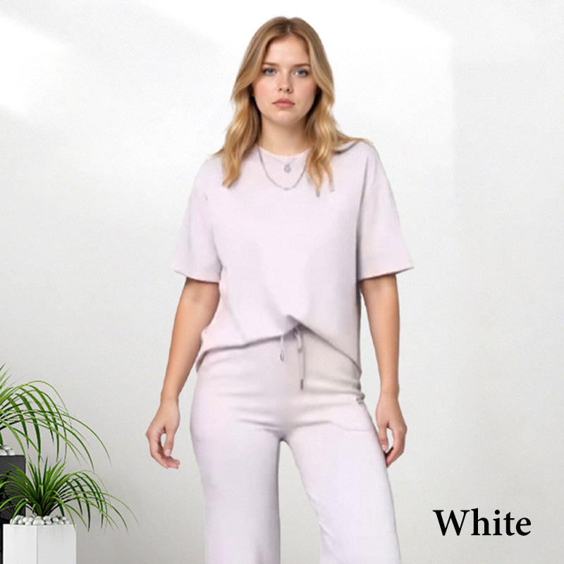 Chic Two-Piece Co-ord Set in White — outfit view | Ashmere