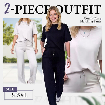 Chic Two-Piece Co-ord Set in Black — flat lay | Ashmere