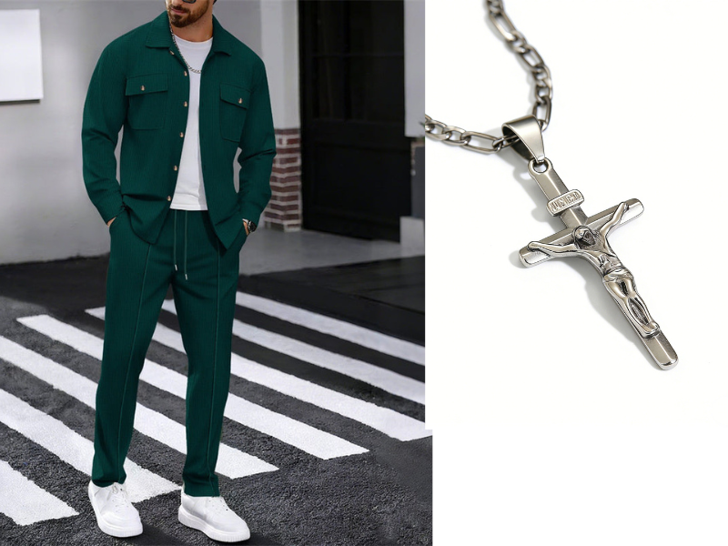 Men's Waffle Knit Jacket & Trousers Set in White — colour variation | Ashmere