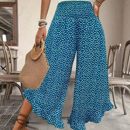 Casual printed high-waisted ruffle wide-leg pants - view 5 | Ashmere