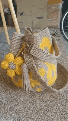 Handmade Crochet Flower Tote Bag — view 16 | Ashmere