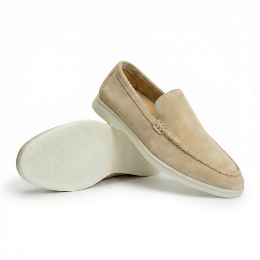 Enzo Suede Loafer in Beige - front view | Ashmere