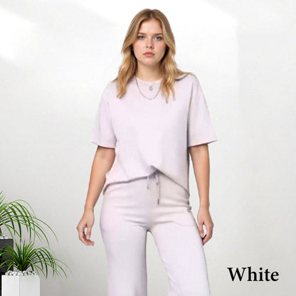 Chic Two-Piece Co-ord Set in White — outfit view | Ashmere