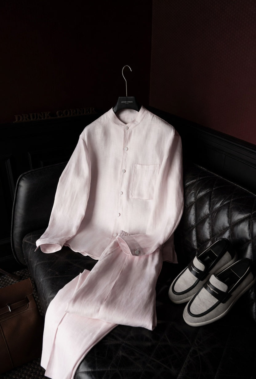Premium Linen Mandarin Collar 2-Piece Suit | Old Money Style Breathable Set for Men
