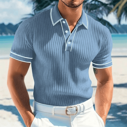 Ashmere Hénry Polo Shirt in Light Blue - front view | Ashmere