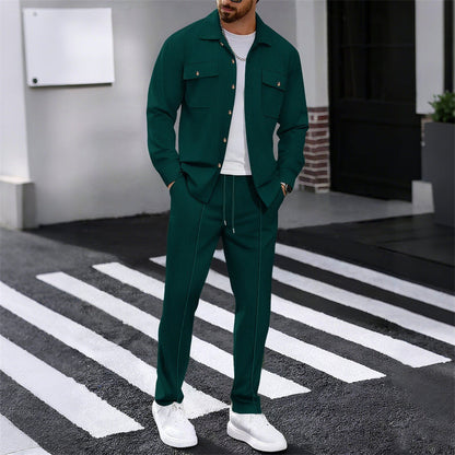 Men's Waffle Knit Jacket & Trousers Set in White — alternative view | Ashmere