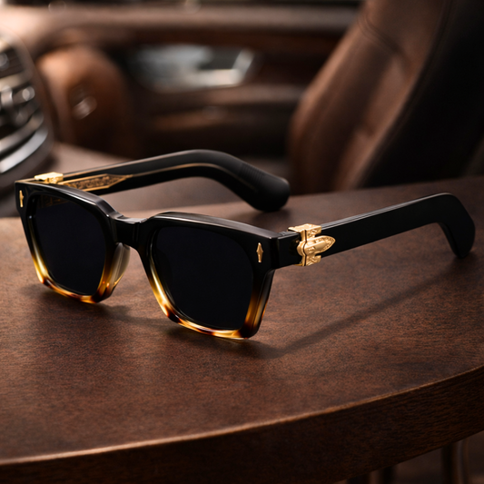 Premium Square Sunglasses in Black - front view | Ashmere